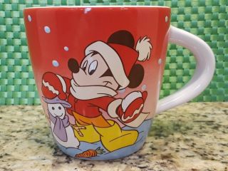 Mickey Mouse & Snowman Christmas Disney Store Ceramic Coffee Mug Cup