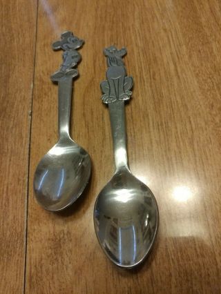 Walt Disney Productions Mickey Mouse And Pluto Spoons.  Made In Japan.  Bybonny.