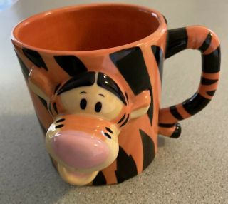 Disney Store Tigger Mug - Oversized,  Orange & Black Tiger Striped - Collectible