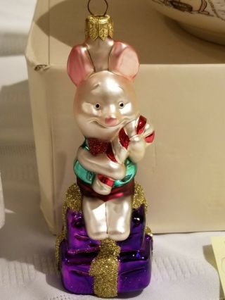 Disney Winnie The Pooh Blown Glass Christmas Ornament Piglet 16182