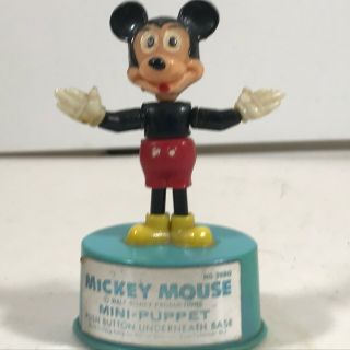 Vintage Mickey Mouse Mini Puppet Push Button Walt Disney No.  3990 Kohner Bros