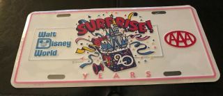 Walt Disney World Surprise 20 Years Aaa License Plate 1991 Plastic