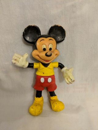 Vintage Disney Productions Plastic Mickey Mouse Yellow Shirt Figure Hong Kong