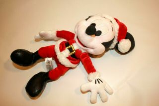 Disney Parks Authentic Santa Claus Mickey Mouse Christmas Plush Toy 10 " Red