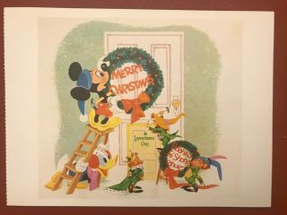 Postcard Disney Christmas Card 1958 Mickey Helps King Brian & Little People