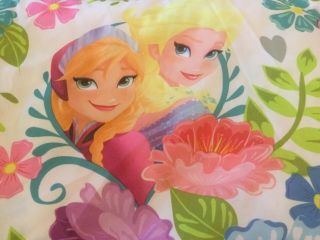 Walt Disney Frozen Anna Elsa Floral Twin Flat Sheet Vibrant Colors
