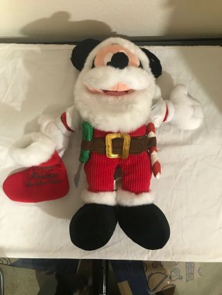 Walt Disney World Mickey Mouse Santa Christmas Happy Holidays Plush 17” Aa