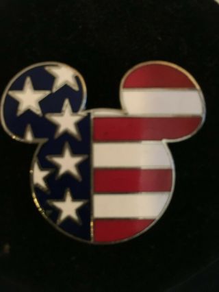 Walt Disney World Mickey Mouse Icon Ears Patriotic Stars & Stripes Flag Pin 8447