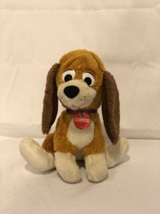 Vintage 7” Copper Dog Plush From Walt Disney’s The Fox And The Hound Movie