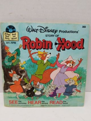 1973 Robin Hood 24 Page Read - Along Book & 33&1/3 Rpm Record - Walt Disney Prods