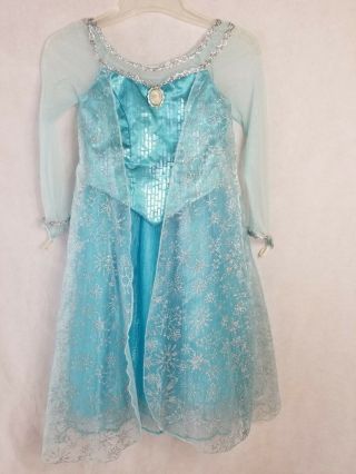 Disney Parks Authentic Frozen Elsa Dress Costume Snow Queen Blue Girls Size 7 8
