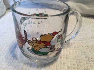 Winnie The Pooh Santa glass Coffee Mug Cup A 100 Acre Holiday Christmas Tigger 2