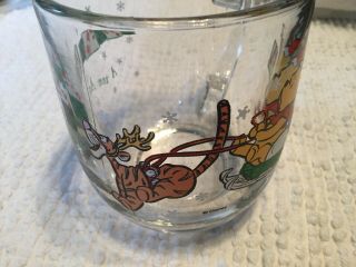Winnie The Pooh Santa glass Coffee Mug Cup A 100 Acre Holiday Christmas Tigger 3
