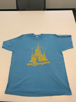 Vintage Blue Castle Walt Disney World T - Shirt Size Xl (fits Like Medium)