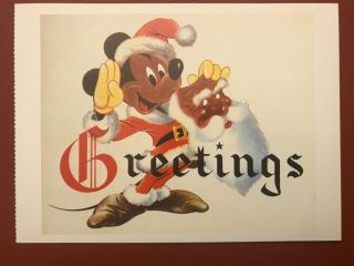 Postcard Disney Christmas Card 1947 - Greetings From Santa - Mickey Mouse