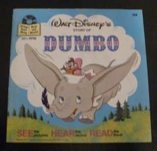 Vintage Walt Disney Dumbo Read - Along Book And Record (33 1/2 Rpm)