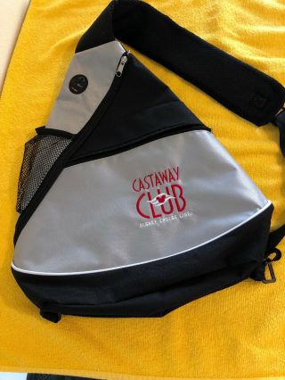 Disney Cruise Line Castaway Club Silver & Black Sling Shoulder Backpack Bag Tote