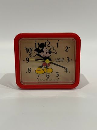 Vintage - Rare - Quartz The Walt Disney Company " Mickey Mouse " Red Alarm Clock -