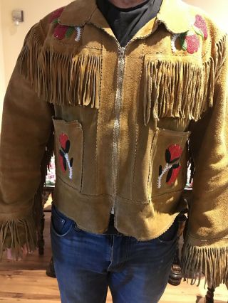 Vintage Handmade Beaded North American Native Leather Jacket