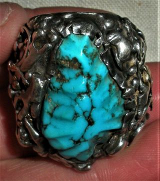 C.  1950 Personal Ring By & Of Vidal Aragon Turquoise Sterling Silver Ring Vafo