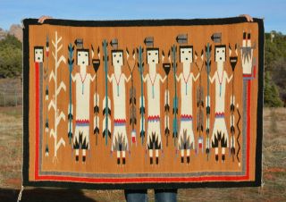 Wonderful Vintage Rainbow Yei Navajo Indian Rug - Rich Vibrant Colors 39 " X 56 "