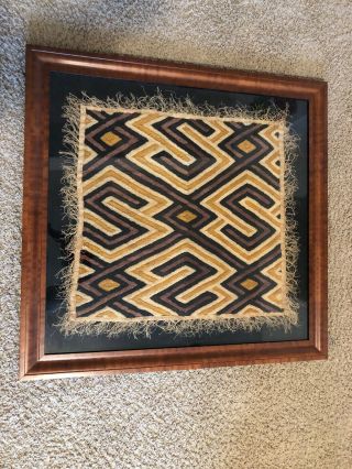 African Kuba Cloth Natural Woven Raffia Framed 38x38 See Pictures