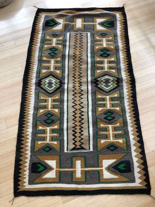 Southwestern Navajo Native American Weaving Rug Textile 70 X 39”