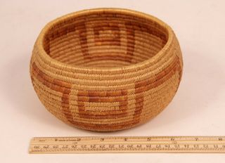 Antique San Diego California Mission Indian Basket 7 " X 3 3/4 " C1910s Cond.