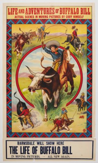 Buffalo Bill Vintage Circus Carnival Movie Poster Cowboy Wild West 1910