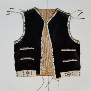 A Antique Prairie Beaded Waistcoat With Loom Beaded Decoration