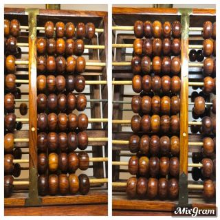 Lotus - Flower Brand? (2) 9 Rods 63 Beads Abacus Lamp With Metal Rod.