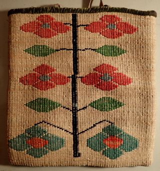 Antique Medium Nez Perce Corn Husk Bag,  C.  1900 - 1920