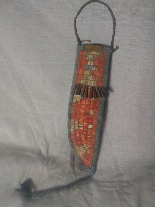 Antique 19th C Native American Indian Quilled & Beaded Sheath Trade Knife 2