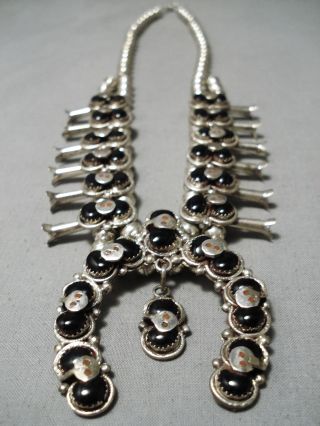 Important Vintage Zuni Effie Calavaza Sterling Silver Squash Blossom Necklace