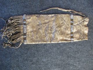 Old Beaded Pipe Bag,  Native American Beaded Leather Chanupa Bag,  Day - 02306