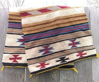 Antique Navajo Rug Saddle Blanket Native American Indian Weaving Tapestry 2