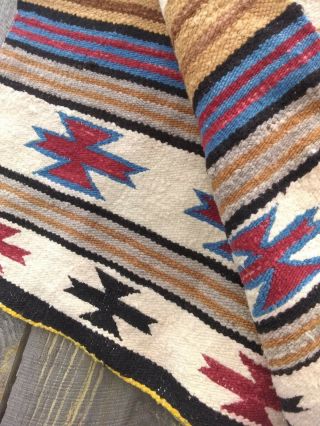 Antique Navajo Rug Saddle Blanket Native American Indian Weaving Tapestry 3