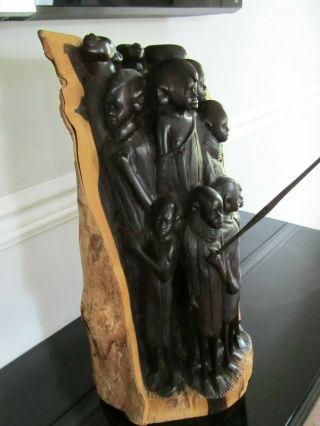 Antique African Family Tree of Life? Warrior? Ebony Wood Carving Statue Tribal 2