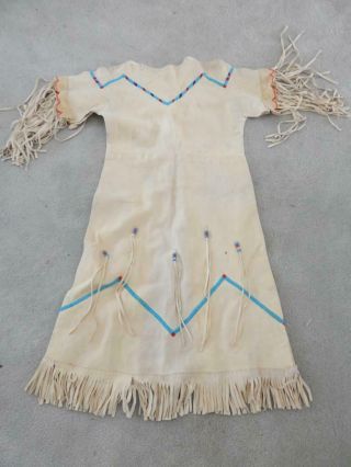 Vintage Plains Sioux Indian Beaded Fringed Hide Dress - Visually Stunning