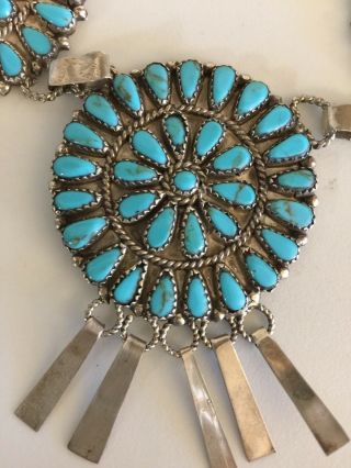 ZUNI Sterling Silver and Turquoise Needlepoint Necklace - Marked Y 2