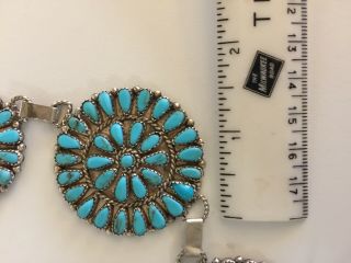 ZUNI Sterling Silver and Turquoise Needlepoint Necklace - Marked Y 3
