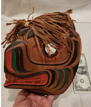 Antique Old Native American Indian Northwest Coast Bear Cedar Mask Basil James