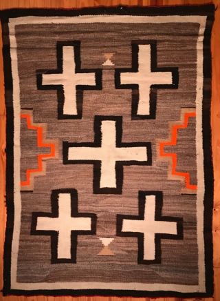 Historic Navajo Transi Rug,  Spider Woman Cross,  Variegated Yarn,  C1910