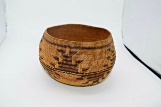 Fine California Hupa Karok Yurok Indian Basket Foot Design Native American