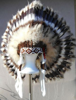 Native American Navajo Indian Headdress 36 " Diameter " Desert Brown "