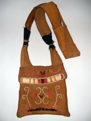 Vintage Native American Quilled Beaded Shot Bag Or Possibles.
