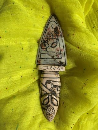 Ancient Pre - Columbian Ojuelos De Jalisco Alien Ceremonial Knife Fine Carving