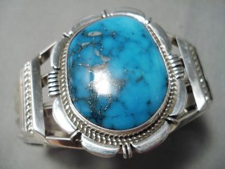 Astonishing Vintage Navajo Godber Turquoise Sterling Silver Bracelet Old
