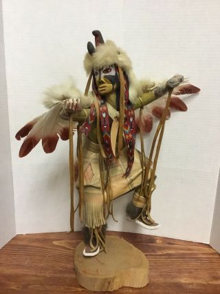Vintage Native American Navajo " Kachina " Doll Signed And Dated Large
