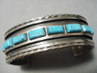 Thicker Heavy Vintage Navajo Carico Lake Turquoise Sterling Silver Bracelet